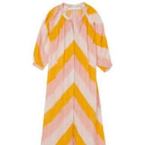 NWT LEEM Button Front Chevron Stripe Maxi Kaftan Dress GIRLS 10